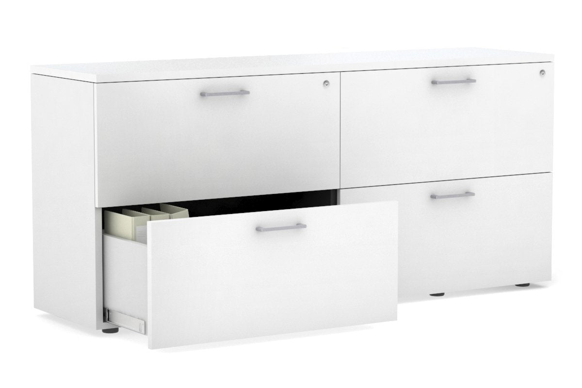 Uniform Small Drawer Lateral Filing Cabinet [ 1600W x 750H x 450D] Jasonl White white silver handle