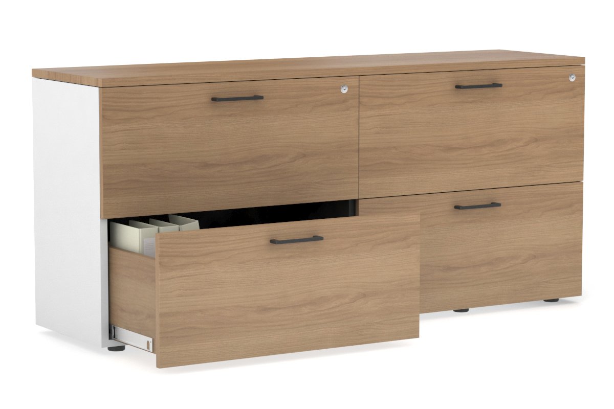 Uniform Small Drawer Lateral Filing Cabinet [ 1600W x 750H x 450D] Jasonl White salvage oak black handle