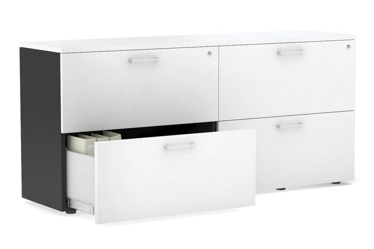 Uniform Small Drawer Lateral Filing Cabinet [ 1600W x 750H x 450D] Jasonl Black white white handle