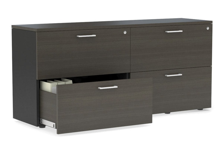 Uniform Small Drawer Lateral Filing Cabinet [ 1600W x 750H x 450D] Jasonl Black dark oak white handle