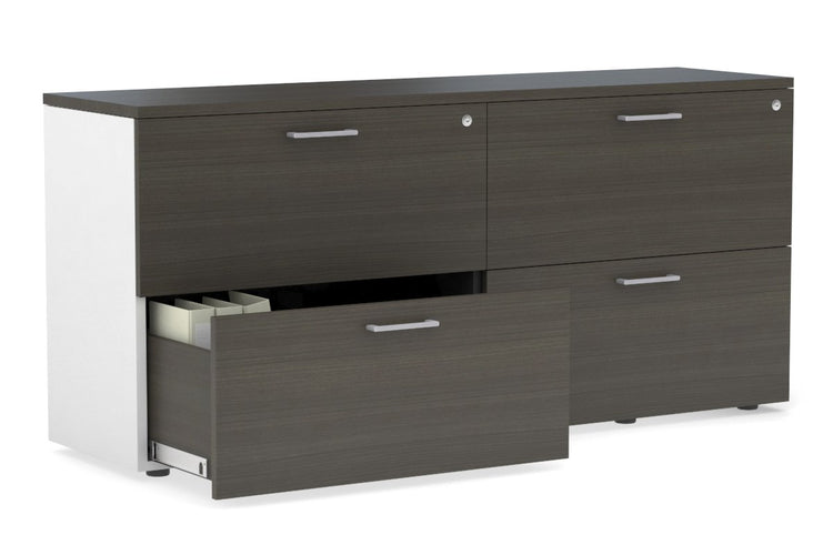 Uniform Small Drawer Lateral Filing Cabinet [ 1600W x 750H x 450D] Jasonl White dark oak silver handle