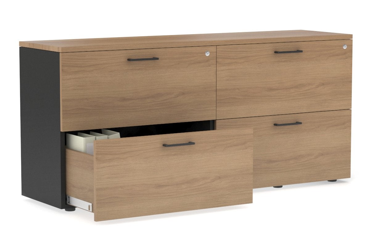 Uniform Small Drawer Lateral Filing Cabinet [ 1600W x 750H x 450D] Jasonl Black salvage oak black handle