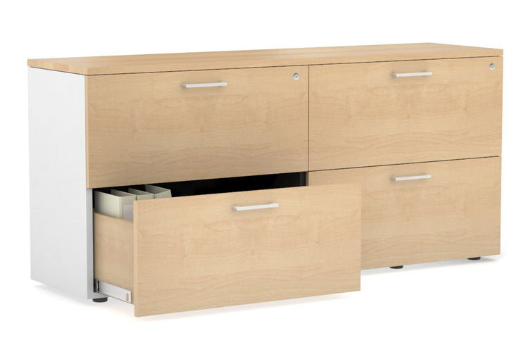 Uniform Small Drawer Lateral Filing Cabinet [ 1600W x 750H x 450D] Jasonl White maple white handle
