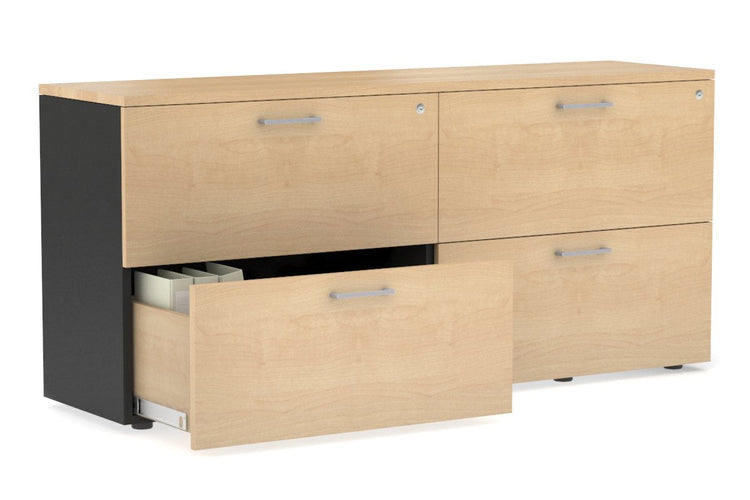 Uniform Small Drawer Lateral Filing Cabinet [ 1600W x 750H x 450D] Jasonl Black maple silver handle