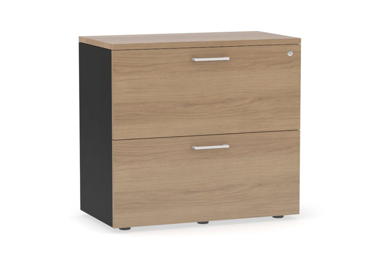 Uniform Small Drawer Lateral Filing Cabinet [ 800W x 750H x 450D] Jasonl Black salvage oak white handle