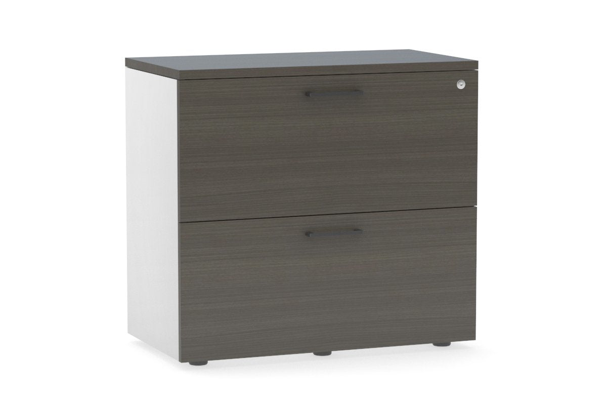 Uniform Small Drawer Lateral Filing Cabinet [ 800W x 750H x 450D] Jasonl White dark oak black handle