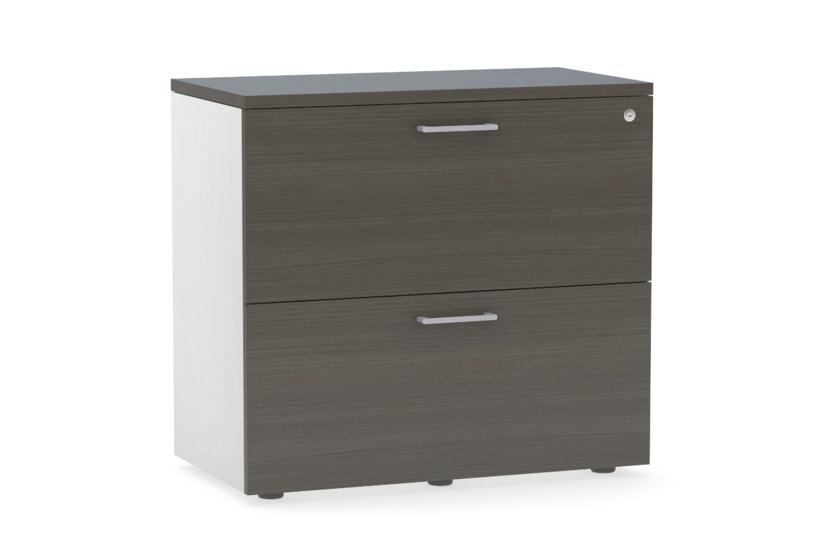 Uniform Small Drawer Lateral Filing Cabinet [ 800W x 750H x 450D] Jasonl White dark oak silver handle