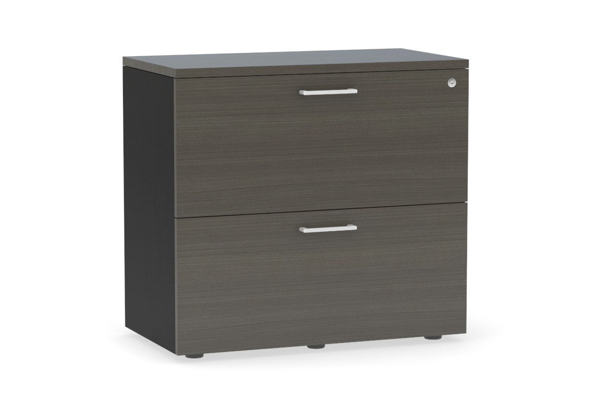 Uniform Small Drawer Lateral Filing Cabinet [ 800W x 750H x 450D] Jasonl Black dark oak white handle