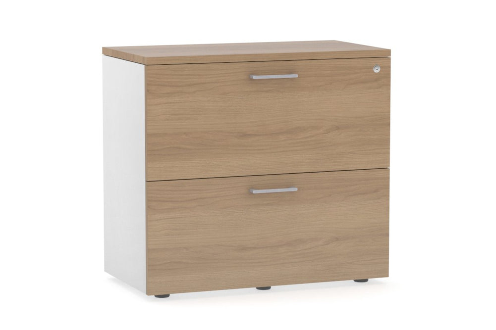 Uniform Small Drawer Lateral Filing Cabinet [ 800W x 750H x 450D]-White salvage oak silver handle