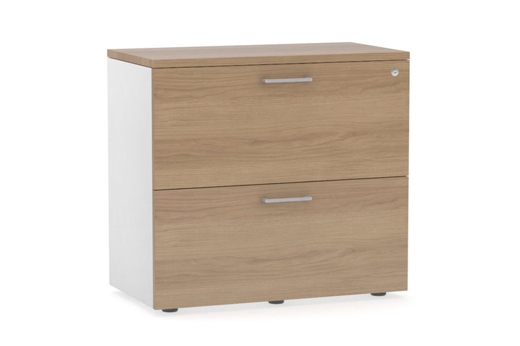 Uniform Small Drawer Lateral Filing Cabinet [ 800W x 750H x 450D] Jasonl White salvage oak silver handle