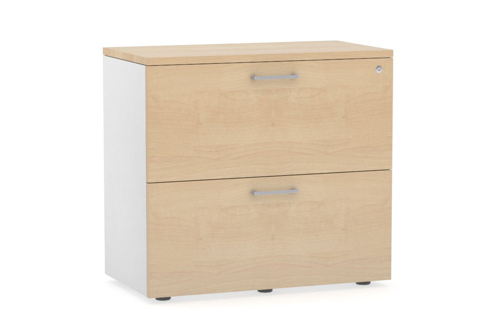 Uniform Small Drawer Lateral Filing Cabinet [ 800W x 750H x 450D]-White maple silver handle