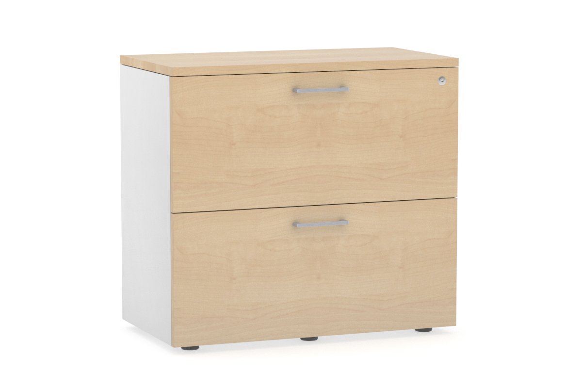 Uniform Small Drawer Lateral Filing Cabinet [ 800W x 750H x 450D] Jasonl White maple silver handle