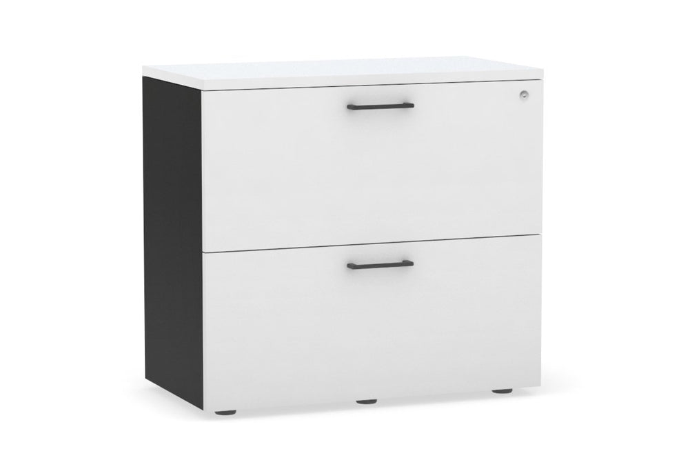 Uniform Small Drawer Lateral Filing Cabinet [ 800W x 750H x 450D]-Black white black handle