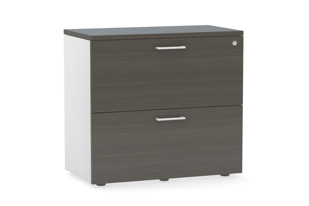 Uniform Small Drawer Lateral Filing Cabinet [ 800W x 750H x 450D]-White dark oak white handle