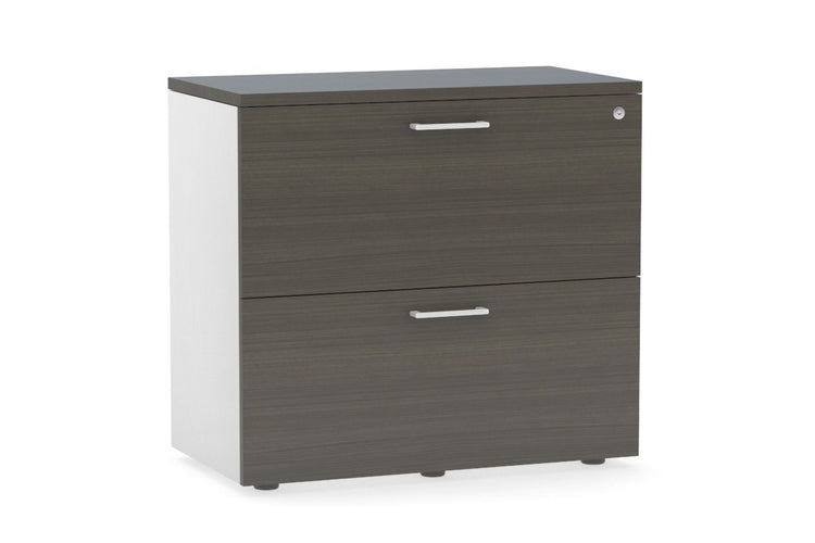 Uniform Small Drawer Lateral Filing Cabinet [ 800W x 750H x 450D] Jasonl White dark oak white handle