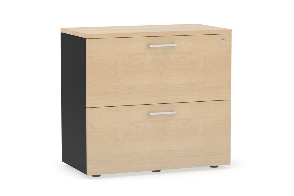 Uniform Small Drawer Lateral Filing Cabinet [ 800W x 750H x 450D]-Black maple white handle