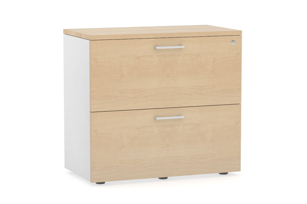Uniform Small Drawer Lateral Filing Cabinet [ 800W x 750H x 450D]-White maple white handle