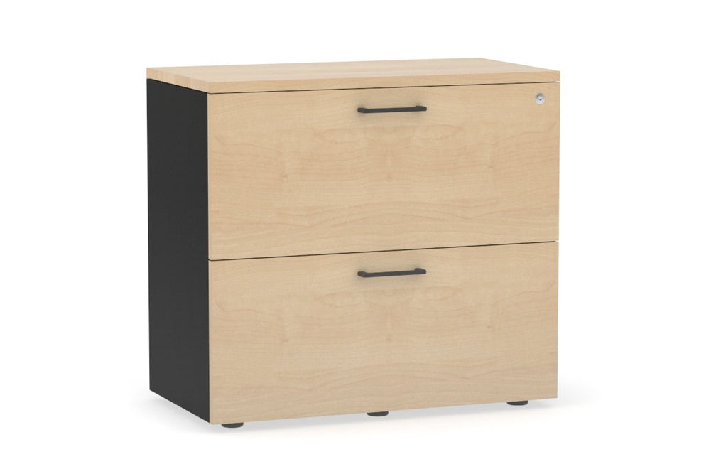 Uniform Small Drawer Lateral Filing Cabinet [ 800W x 750H x 450D]-Black maple black handle