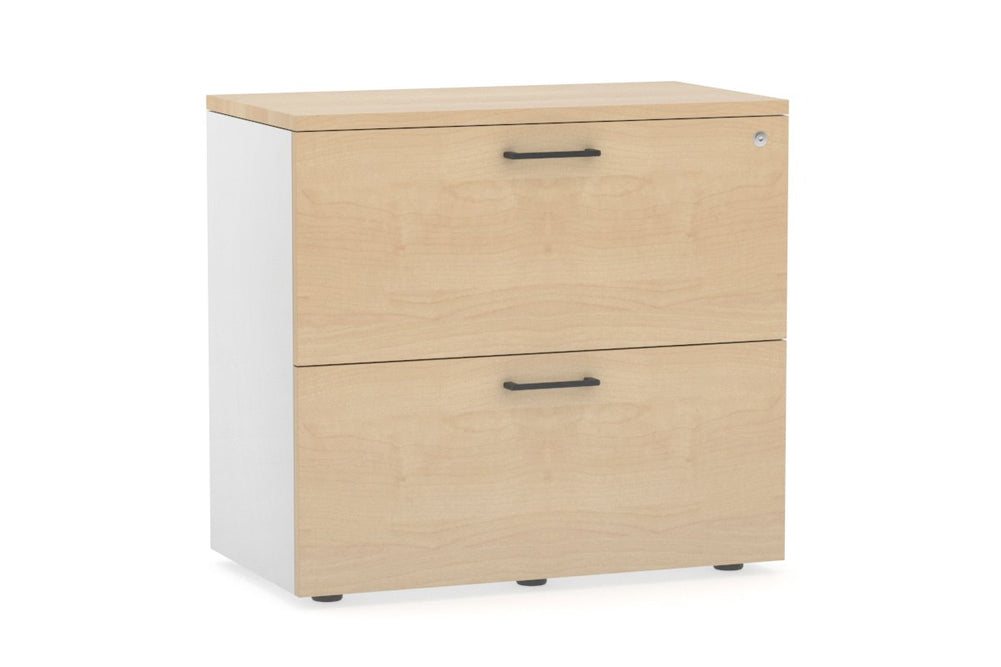 Uniform Small Drawer Lateral Filing Cabinet [ 800W x 750H x 450D]-White maple black handle