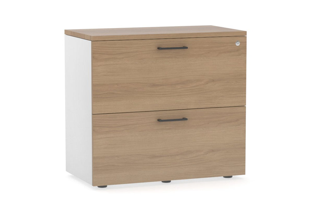 Uniform Small Drawer Lateral Filing Cabinet [ 800W x 750H x 450D]-White salvage oak black handle