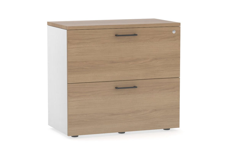 Uniform Small Drawer Lateral Filing Cabinet [ 800W x 750H x 450D] Jasonl White salvage oak black handle