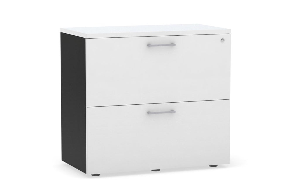 Uniform Small Drawer Lateral Filing Cabinet [ 800W x 750H x 450D]-Black white silver handle