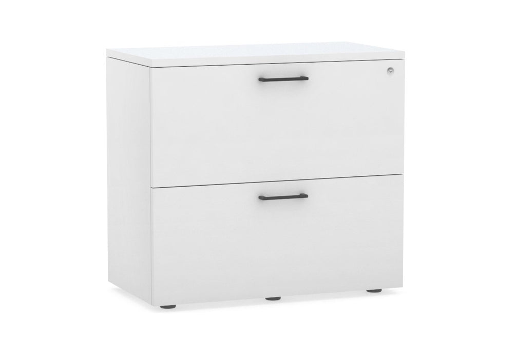 Uniform Small Drawer Lateral Filing Cabinet [ 800W x 750H x 450D]-White white black handle