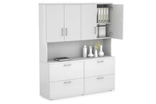  - Uniform Small Drawer Lateral Filing Cabinet - Hutch with Doors [ 1600W x 750H x 450D] - 1
