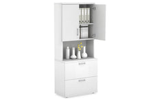  - Uniform Small Drawer Lateral Filing Cabinet - Hutch with Doors [ 800W x 750H x 450D] - 1