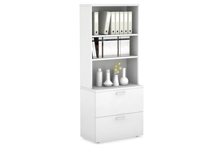 Uniform Small Drawer Lateral Filing Cabinet with Open Hutch [ 800W x 750H x 450D] Jasonl White white white handle