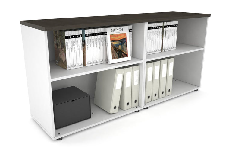 Uniform Small Open Bookcase [1600W x 750H x 450D] Jasonl White dark oak 