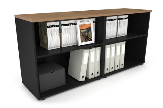 Uniform Small Open Bookcase [1600W x 750H x 450D] Jasonl Black salvage oak 