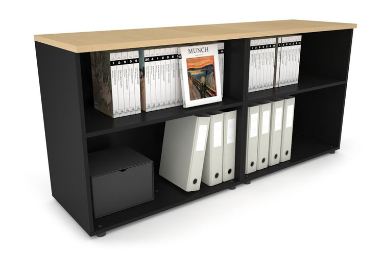 Uniform Small Open Bookcase [1600W x 750H x 450D] Jasonl Black maple 