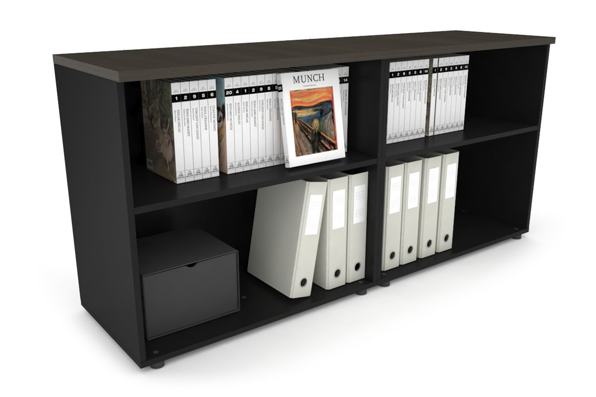 Uniform Small Open Bookcase [1600W x 750H x 450D] Jasonl Black dark oak 