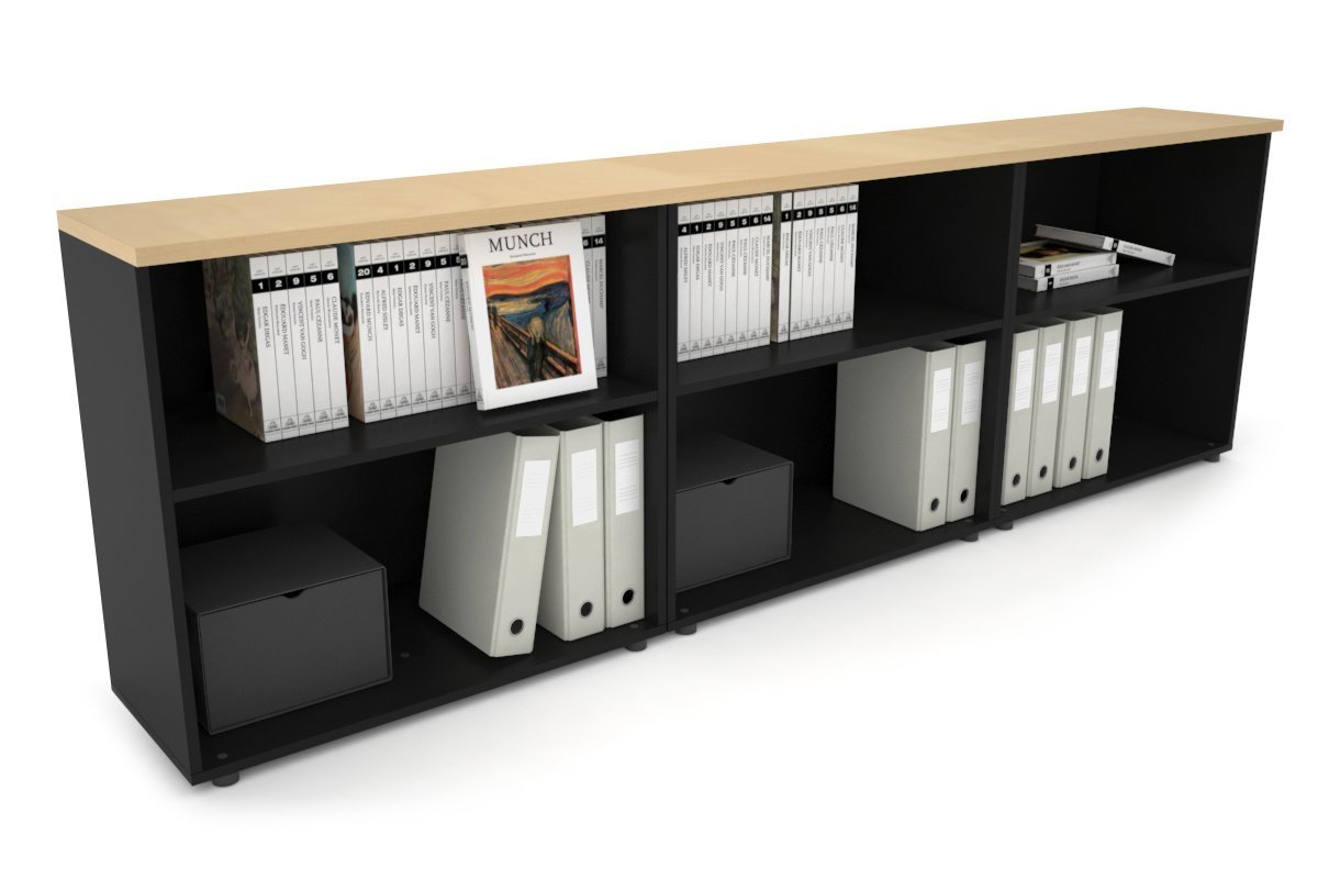 Uniform Small Open Bookcase [2400W x 750H X 350D] Jasonl Black maple 