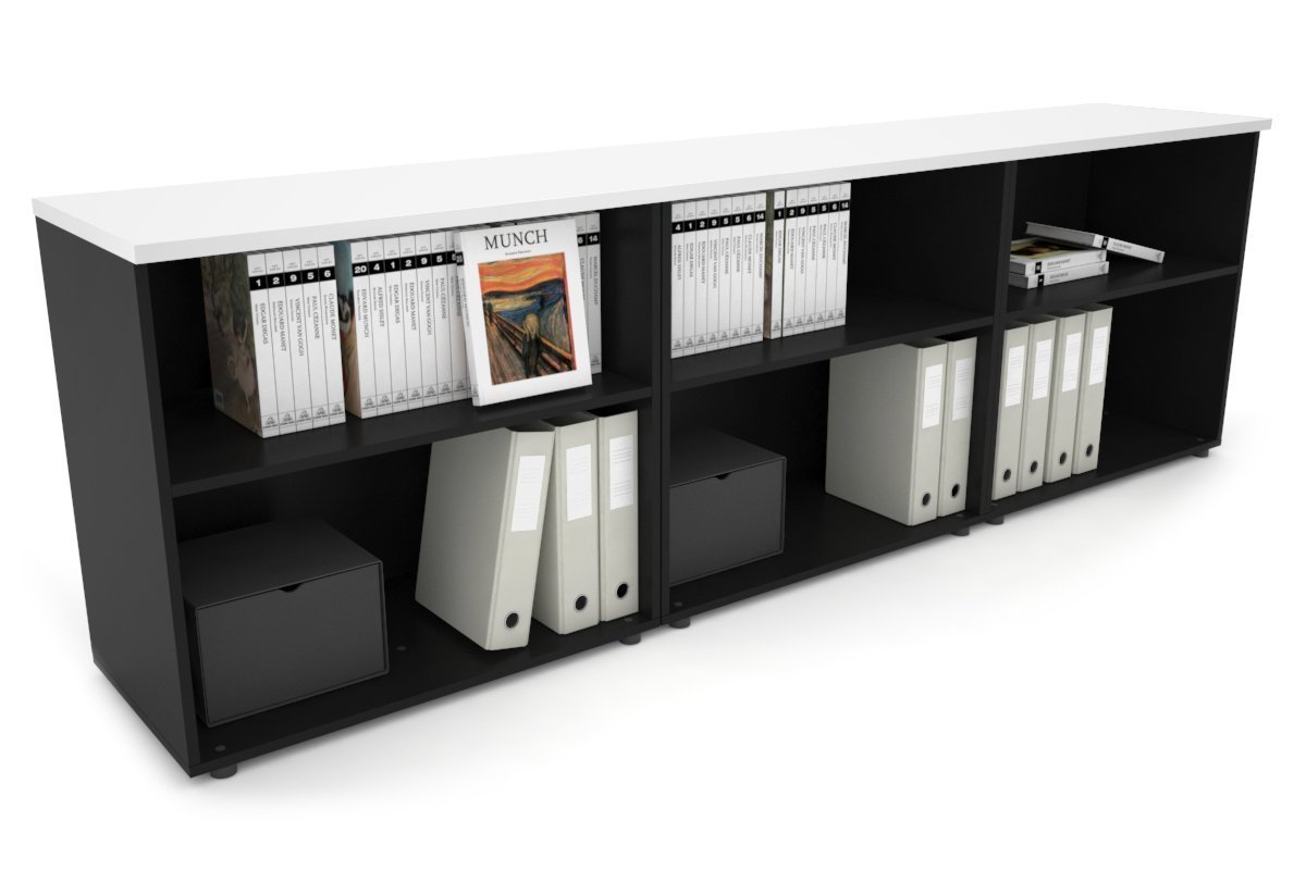 Uniform Small Open Bookcase [2400W x 750H x 450D] Jasonl Black white 