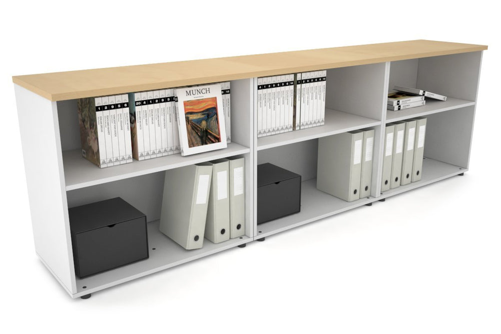Uniform Small Open Bookcase [2400W x 750H x 450D]-White maple 