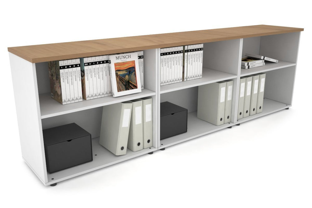 Uniform Small Open Bookcase [2400W x 750H x 450D]-White salvage oak 