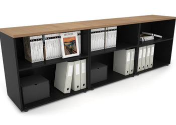 Uniform Small Open Bookcase [2400W x 750H x 450D] Jasonl Black salvage oak 