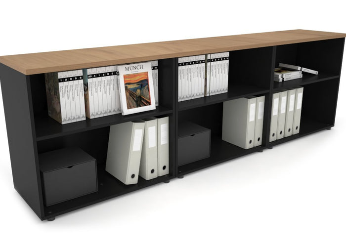 Uniform Small Open Bookcase [2400W x 750H x 450D] Jasonl Black salvage oak 