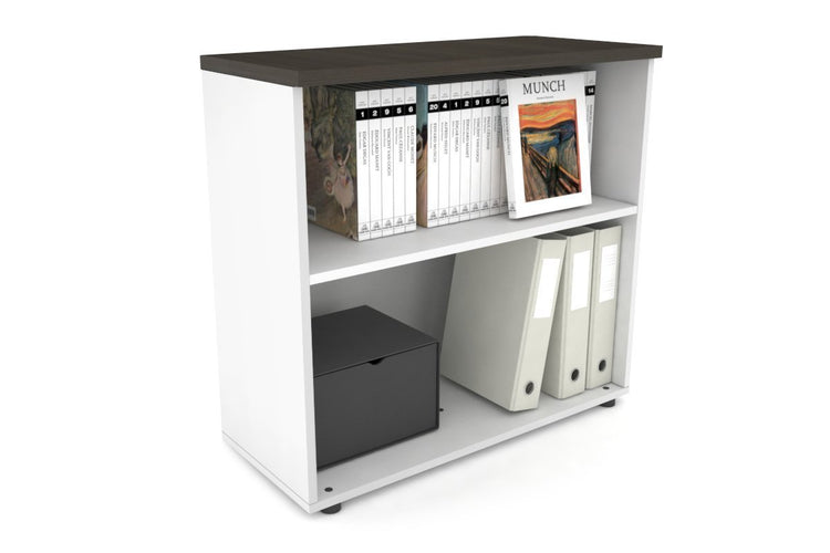 Uniform Small Open Bookcase [800W x 750H X 350D] Jasonl White dark oak 
