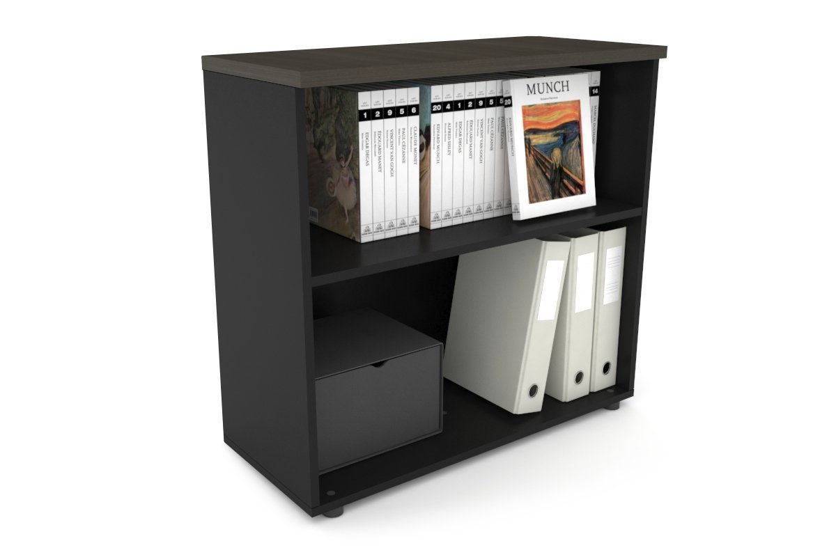 Uniform Small Open Bookcase [800W x 750H X 350D] Jasonl Black dark oak 