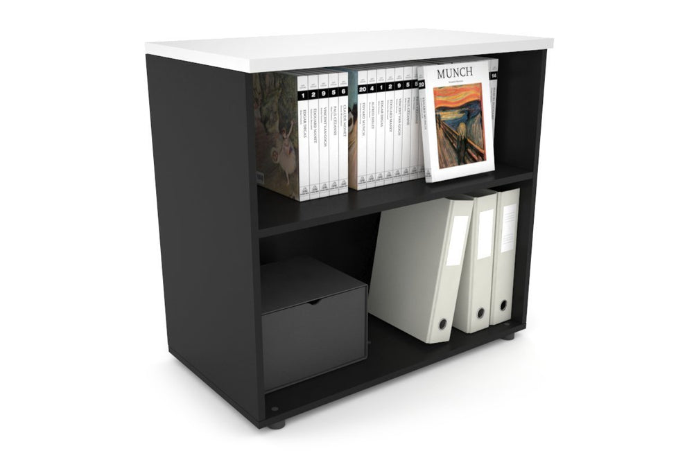 Uniform Small Open Bookcase [800W x 750H x 450D]-Black white 
