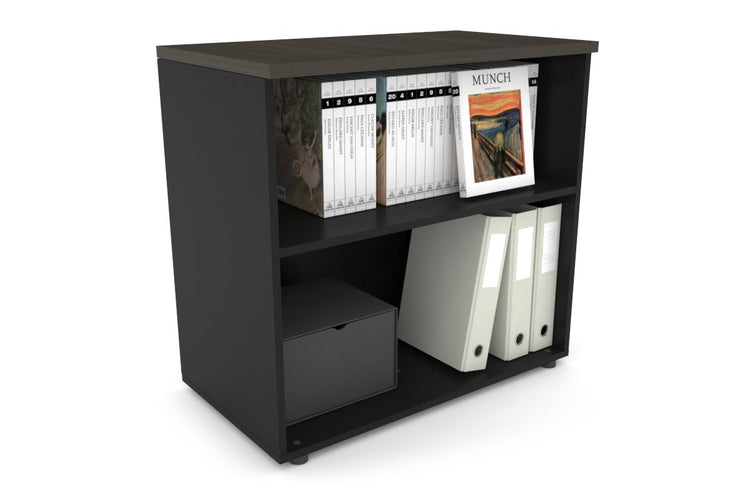 Uniform Small Open Bookcase [800W x 750H x 450D] Jasonl Black dark oak 