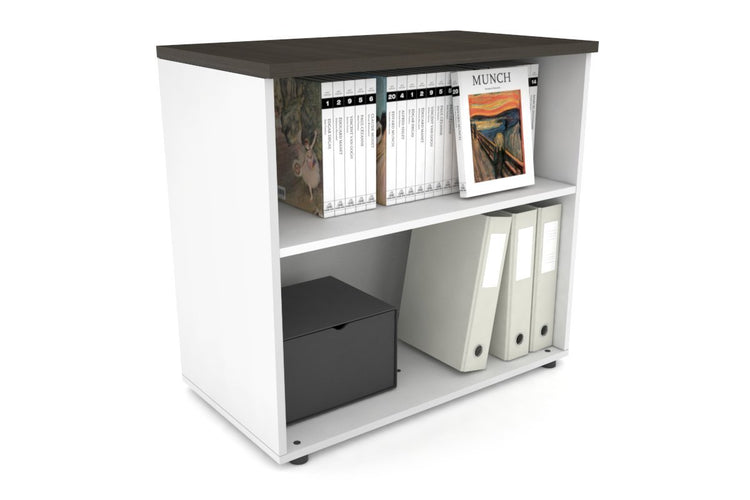 Uniform Small Open Bookcase [800W x 750H x 450D] Jasonl White dark oak 