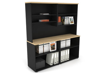Uniform Small Open Bookcase with Open Hutch [1600W x 750H x 450D] Jasonl Black maple 