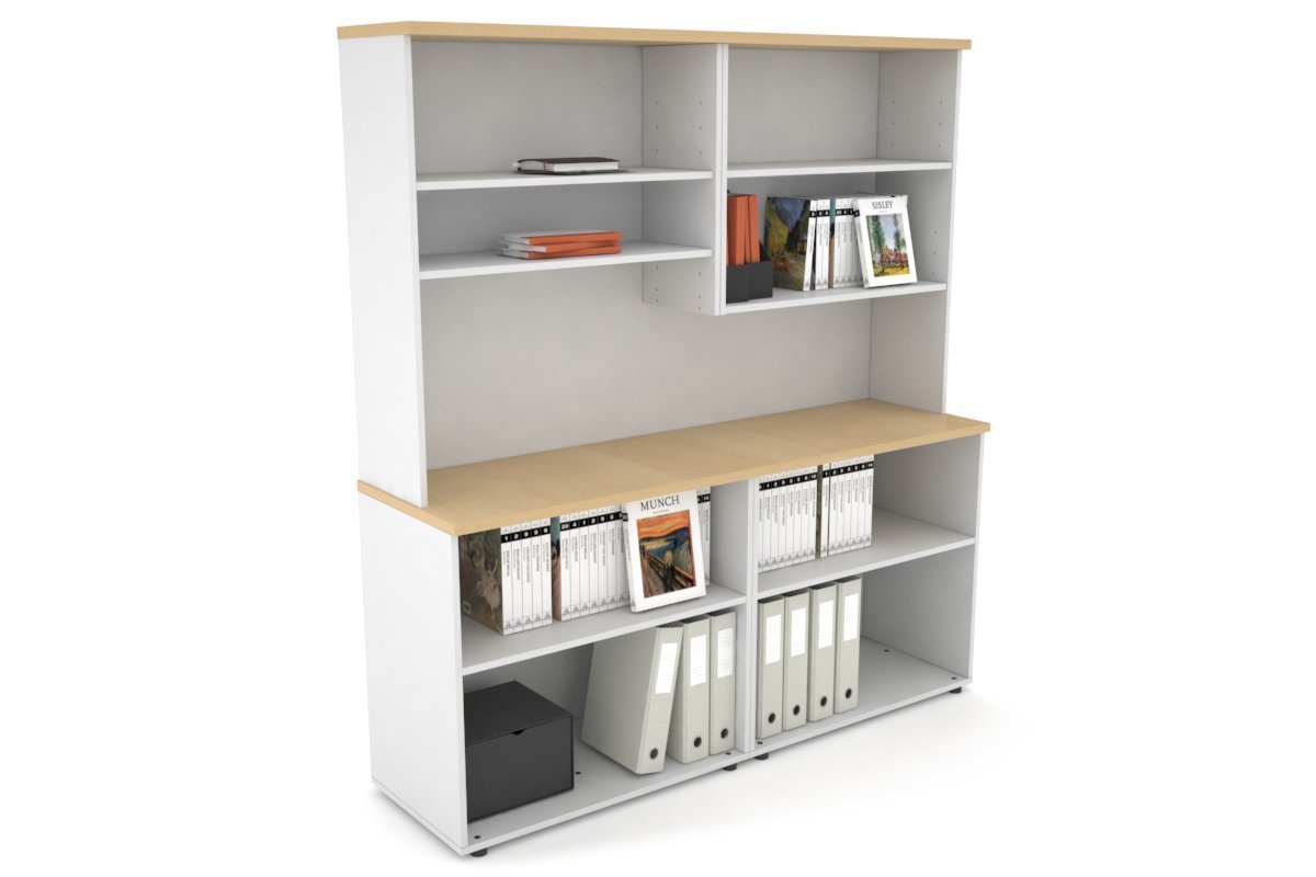 Uniform Small Open Bookcase with Open Hutch [1600W x 750H x 450D] Jasonl White maple 