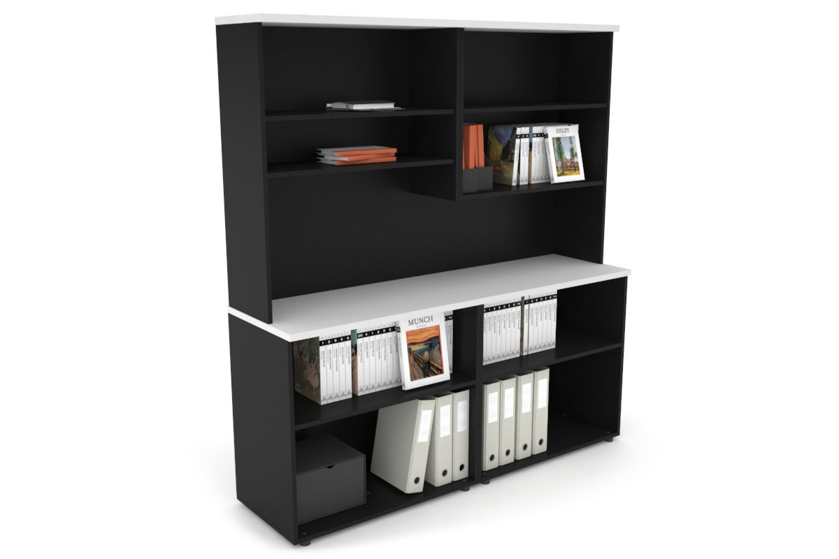 Uniform Small Open Bookcase with Open Hutch [1600W x 750H x 450D] Jasonl Black white 