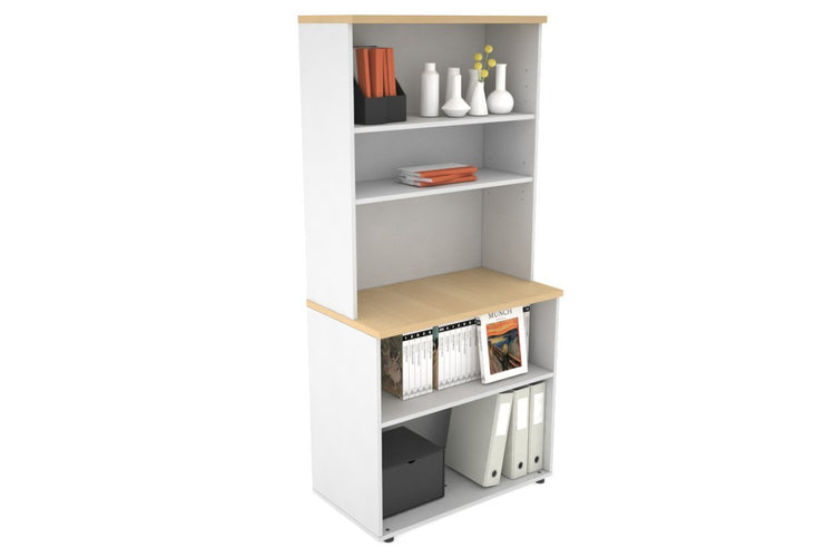Uniform Small Open Bookcase with Open Hutch [800W x 750H x 450D] Jasonl White maple 