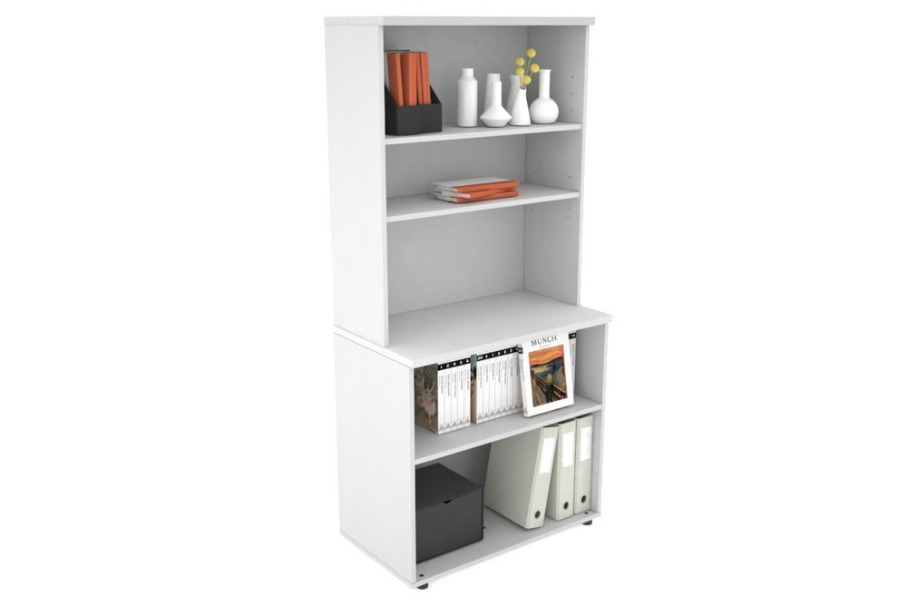 Uniform Small Open Bookcase with Open Hutch [800W x 750H x 450D]-White white 